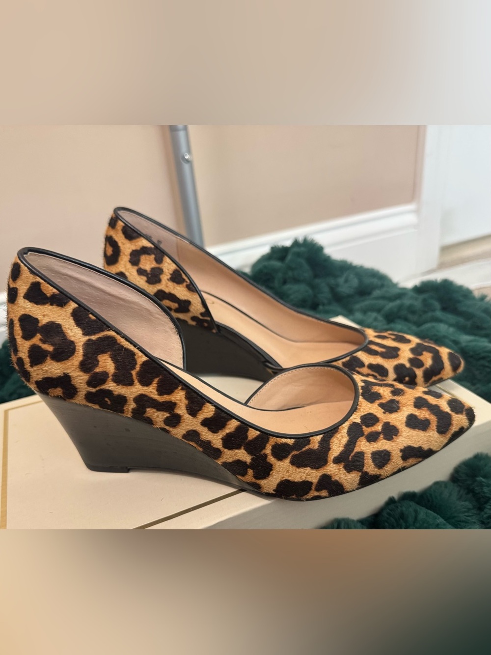 Franco Sarto Leopard Print Wedge Pumps in Tan and Black - Picture 7 of 7